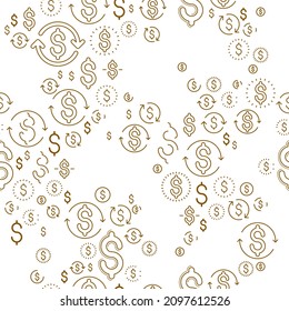 Financial icon set seamless background, dollar currency money signs, backdrop for financial website or economical theme ads and information, vector wallpaper or web site background.