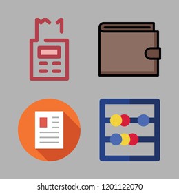 financial icon set. vector set about abacus, file, wallet and calculator icons set.