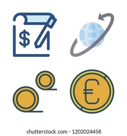 financial icon set. vector set about coin, worldwide, invoice and coins icons set.