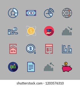 financial icon set. vector set about investment, devaluation, money and piggy bank icons set.