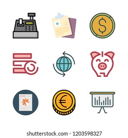 financial icon set. vector set about internet, coin, coins and bar chart icons set.