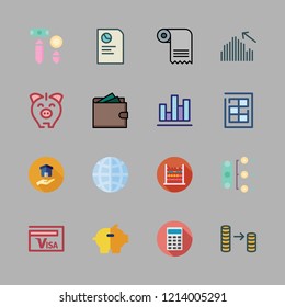 financial icon set. vector set about worldwide, abacus, money and invoice icons set.
