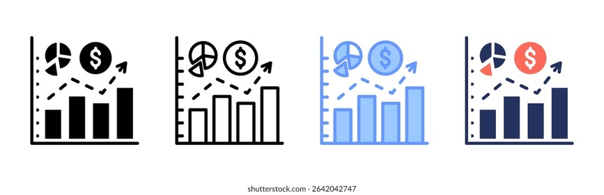Financial icon sheet multiple style collection