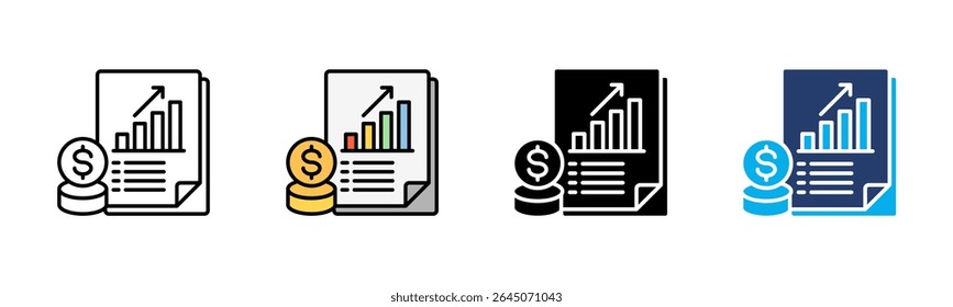Financial icon sheet multiple style collection