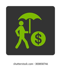 Financial icon. Vector style is eco green and gray colors, flat rounded square button on a white background.