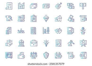 Financial Icons Collection, Business and Investment Strategy Illustration Set
