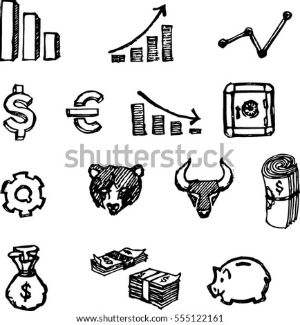 Financial Icons Doodle Set