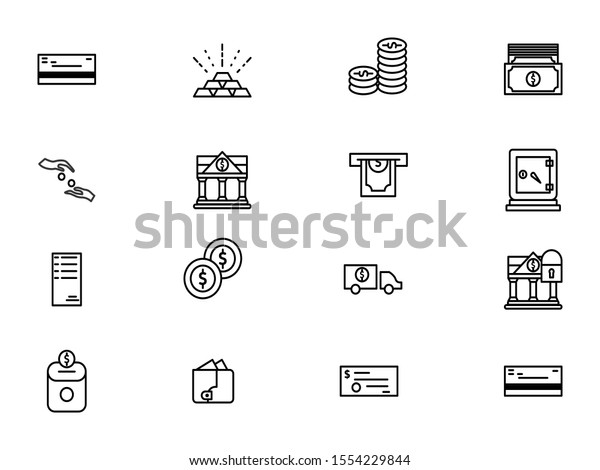 financial icons icon set\
vector illustration. contain such as money, dollar, safe deposit\
box and more.