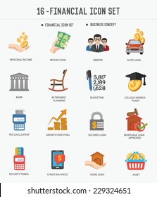 Financial icons on white background,clean vector