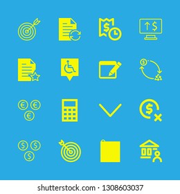 financial icons set with euro, money and calculator vector set