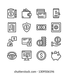 Financial icons set. Pixel perfect. Thin line design. Vector line icons set