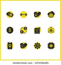 Financial icons set with settings bitcoin, exchange currency and exchange ethereum elements. Set of financial icons and technology concept. Editable vector elements for logo app UI design.