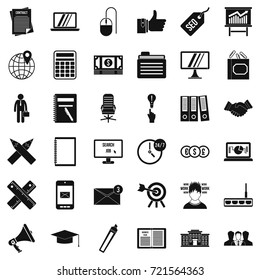 Financial icons set. Simple style of 36 financial vector icons for web isolated on white background