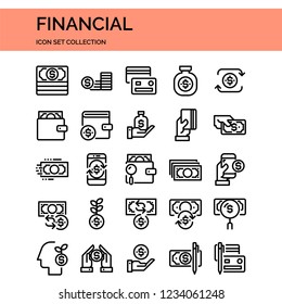 Financial Icons Set. UI Pixel Perfect Well-crafted Vector Thin Line Icons. The illustrations are a vector.