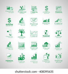 Financial Icons Set-Isolated On Gray Background-Vector Illustration,Graphic Design