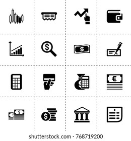 Financial icons. vector collection filled financial icons. includes symbols such as money, wallet, credit card payment, money search. use for web, mobile and ui design.