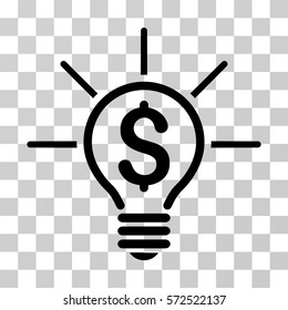 Financial Idea Bulb icon. Vector illustration style is flat iconic symbol, black color, transparent background. Designed for web and software interfaces.