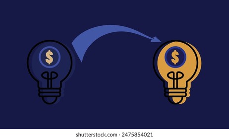 Financial idea concept. old to new money idea. new business strategy change. 