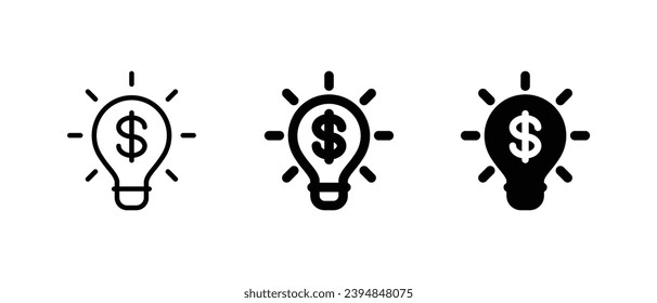 Financial idea icon, Light bulb icon set vector illustration