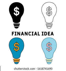 Financial Idea icon set. Flat style icon design. UI. Illustration of financial idea icon. Pictogram isolated on white. Ready to use in web design, apps, software, print.