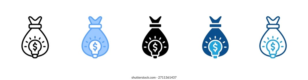 Conjunto de iconos de ideas financieras colección de estilos múltiples