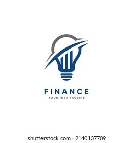 Financial Idea Logo Vector, Illustration Of Lamp Image With Up Graphics.