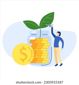 Financial illustration set. Characters investing money in stock market. People analyzing financial graphs, charts and diagrams and other data. Stock trading concept. Vector illustration.
