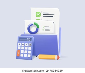 Financial illustration set. Lawyers working with public finance, tax law and other economics branches. Government spending, revenue and taxation concept. 3D Vector illustration