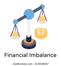 Financial Imbalance Isometric Icon, Editable Vector Design 

