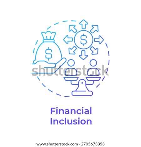 Financial inclusion blue gradient concept icon. Market regulation, money distribution. Round shape line illustration. Abstract idea. Graphic design. Easy to use in infographic, presentation