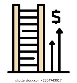 Financial income rise icon outline vector. Passive money. Happy dream color flat