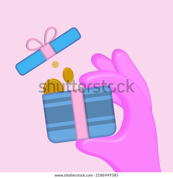 Financial Independence Cartoon Hand Holding Gift Stock Vector (Royalty ...