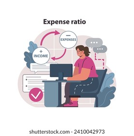 Financial independence, FIRE concept. Expense ratio. Money savings and investment for early retirement. Financial return and profit on investing. Flat vector illustration