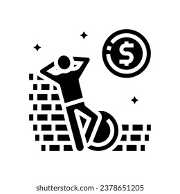 vector de icono de glifo de independencia financiera. signo de independencia financiera. ilustración de símbolo aislado