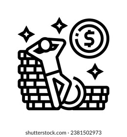 vector de icono de línea de independencia financiera. signo de independencia financiera. símbolo de contorno aislado ilustración negra