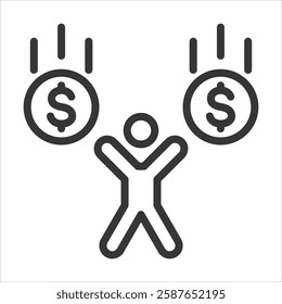 Financial Independence Outline Icon Vector Illustration