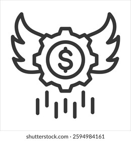 Financial Independence Outline Icon Vector Illustration