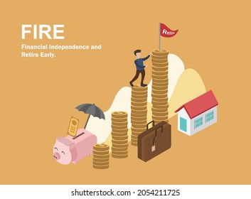 Financial Independence and Retire Early. Saving, income, investment, fund, insurance, planning for wealth and expense for living after retire concept.