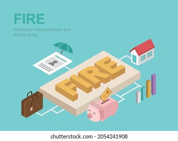 Financial Independence and Retire Early. Saving, income, investment, fund, insurance, planning for wealth and expense for living after retire concept.