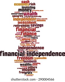 Financial independence word cloud concept. Vector illustration