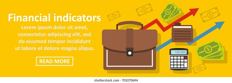 Financial indicators banner horizontal concept. Flat illustration of financial indicators banner horizontal vector concept for web