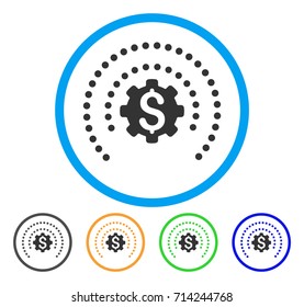 Financial Industry Protection Dotted Sphere icon. Vector illustration style is a flat iconic financial industry protection dotted sphere grey rounded symbol inside light blue circle with black, green,