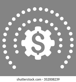 Financial Industry Protection vector icon. Style is flat symbol, white color, rounded angles, gray background.