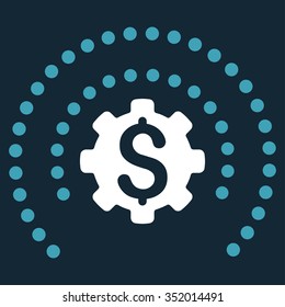 Financial Industry Protection vector icon. Style is bicolor flat symbol, blue and white colors, rounded angles, dark blue background.