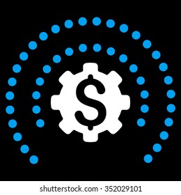Financial Industry Protection vector icon. Style is bicolor flat symbol, blue and white colors, rounded angles, black background.