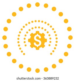 Financial Industry Protection vector icon. Style is flat circled symbol, yellow color, rounded angles, white background.
