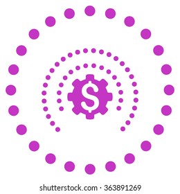 Financial Industry Protection vector icon. Style is flat circled symbol, violet color, rounded angles, white background.