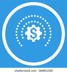 Financial Industry Protection vector icon. Style is flat circled symbol, white color, rounded angles, blue background.