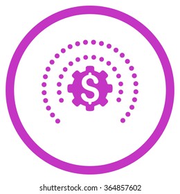 Financial Industry Protection vector icon. Style is flat circled symbol, violet color, rounded angles, white background.