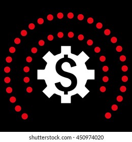 Financial Industry Protection vector icon. Style is bicolor flat symbol, red and white colors, black background.